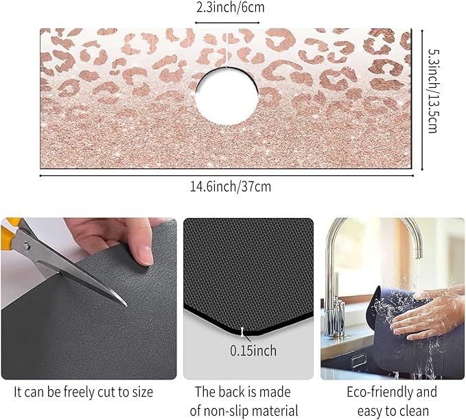 Absorbent Splash Guard Mat for Kitchen Sink, 15×5.5 Inch Cute Fast Drying Drip - Image 5