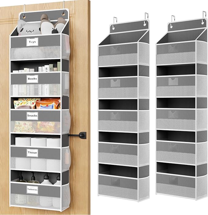 Over The Door Organizer Hanging, 2 Pack 5 Shelf Behind The Doors Storage by Optish