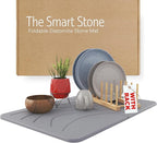 Large Stone Drying Mat with Bamboo Rack | 23.6” x 15.4” Diatomaceous Earth by FEDBB