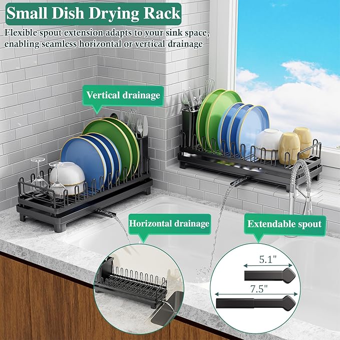 Small Dish Drying Rack for Kitchen Counter, Dish Drainer Drying Rack - Image 6