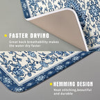 Blue Floral Dish Drying Mat for Kitchen Counter 16x18 Chinoiserie Flower Print - Image 3