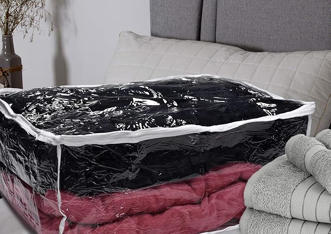Handy Laundry Blanket Storage Bags - 90 L - Zippered Large Clear Plastic - Image 5