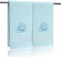 2 Pcs Sea Turtle Floral Hand Towels Pastel Blue Bathroom Decor 14x29 Inch by SmoothNovelty
