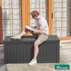 YITAHOME 120 Gallon Outdoor Storage Deck Box, Large Resin Patio Storage for Outdoor Pillows, Garden Tools and Pool Supplies, Waterproof, Lockable, (Dark Grey) - Image 3