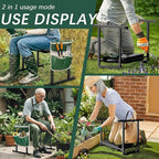FLINTER Garden Kneelers Seat, Stable and Save Tip-Resistant Design 10.2" Wider Garden Kneeler and Seat with Handle, Heavy Duty Gardening Stool for Seniors, Gardening Weeding Bench for Parents - Black - Image 4