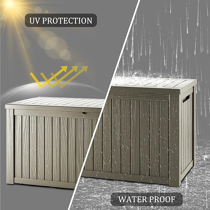 TARKARI 150 Gallon Lockable Resin Deck Box, Waterproof & UV-Resistant Outdoor Storage Box for Outdoor Cushion Storage, Garden Tools & Pool Accessories Storage, Gray - Image 5