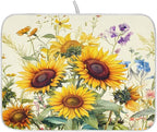 Blooming Sunflowers Dish Drying Mat by ALAZA