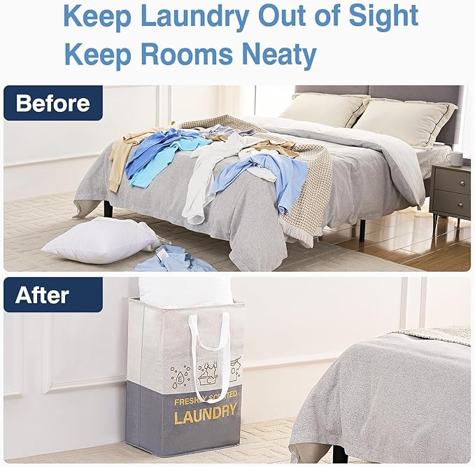 ELONG HOME 2 Pack Laundry Baskets, 92L Freestanding Laundry Basket - Image 4