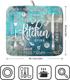 Blue Grey Dish Drying Mat 16x18 Inch Cooking Delicious Absorbent Drying Pad - Image 2