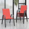 Patio Chairs Set of 6, Stackable Outdoor Dining Chairs for All Weather Textilene Fabric & Metal Frame, Outdoor Chairs Set for Backyard Deck Garden by Vimstora