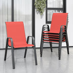 Patio Chairs Set of 6, Stackable Outdoor Dining Chairs for All Weather Textilene Fabric & Metal Frame, Outdoor Chairs Set for Backyard Deck Garden by Vimstora