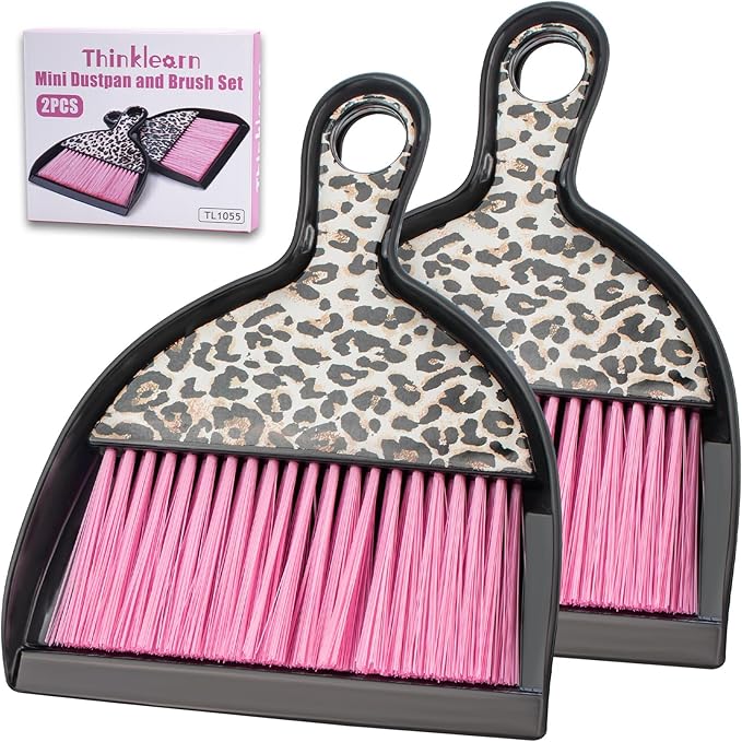 THINKLEARN 2PCS Mini Dustpan and Brush Set, Small Broom and Dustpan Set by THINKLEARN