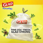Glad ForceFlex Tall Kitchen Drawstring Trash Bags, 13 Gal, Pine-Sol Original - Image 5