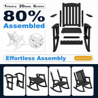 Devoko PP Material Rocking Chair Outdoor Indoor All Weather High Back Patio Rocker for Adult Heavy Duty Rocking Chair for Patio Backyard Porch Garden (Heavy Duty, Black) - Image 5