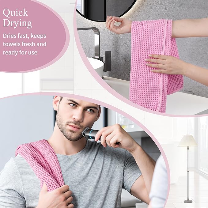 Microfiber Waffle Hand Towels, 4 Pieces, Fast Drying, Lint Free 430 GSM - Image 5