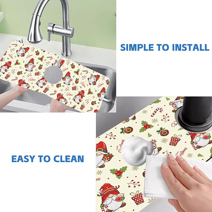 Christmas Santa Claus Kitchen Sink Splash Guard Mat Absorbent Fast Drying Mat - Image 5