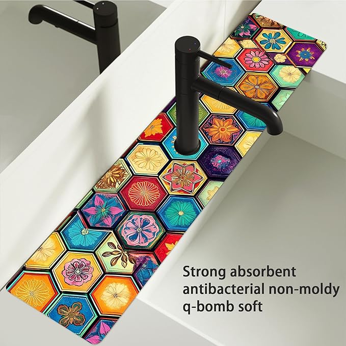 Bimkole 2 PCS Faucet Absorbent Mat, Kitchen Faucet Sink Splash Guard Wraparound - Image 6