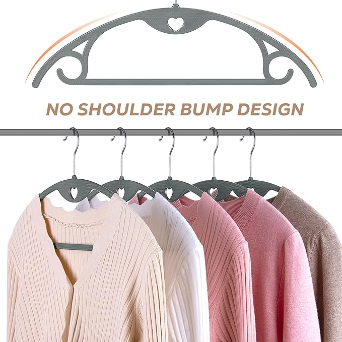 Grey Plastic Hangers 50 Pack: No Shoulder Bumps Ultra Thin Plastic Hanger - Image 3