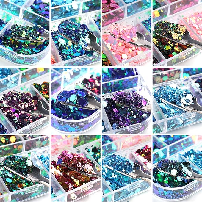 Chameleon Glitter Nail Art Sequins, Holographic 3D Laser Gradient Nail Glitter - Image 5