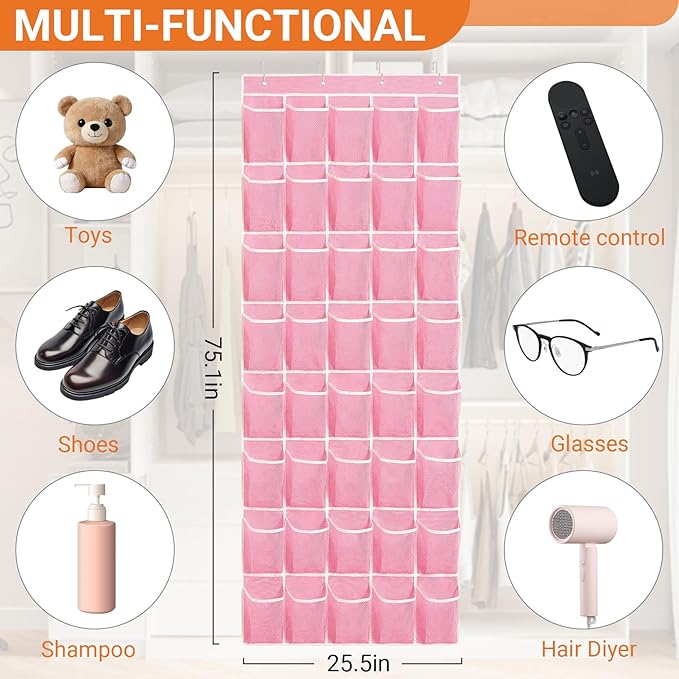40-Pocket Over the Door Shoe Organizer - Image 3