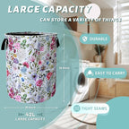 Watercolor Flower Floral Laundry Basket Foldable - Image 2
