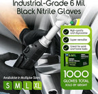 Inspire Black Nitrile Gloves HEAVY DUTY 6 Mil Nitrile Chemical Resistant - Image 2