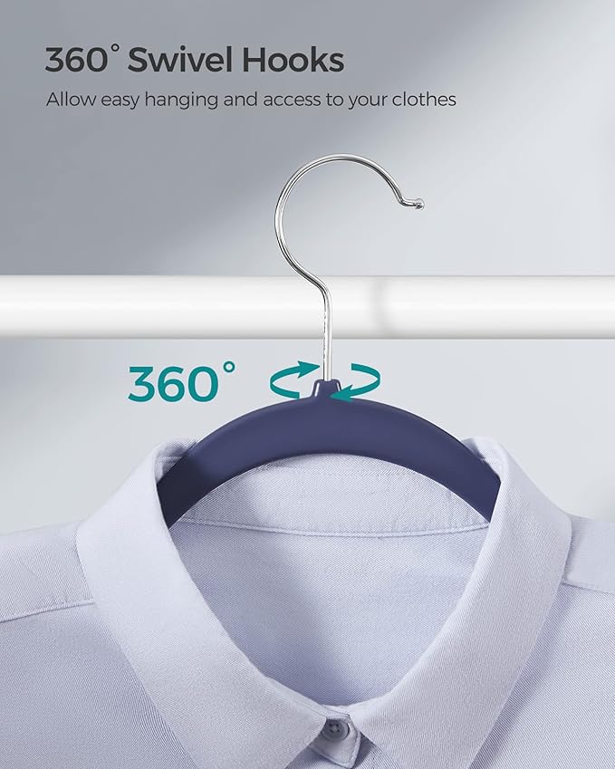 SONGMICS Clothes Hangers, Space-Saving, Dark Blue Ash and Light Blue Ash - Image 4