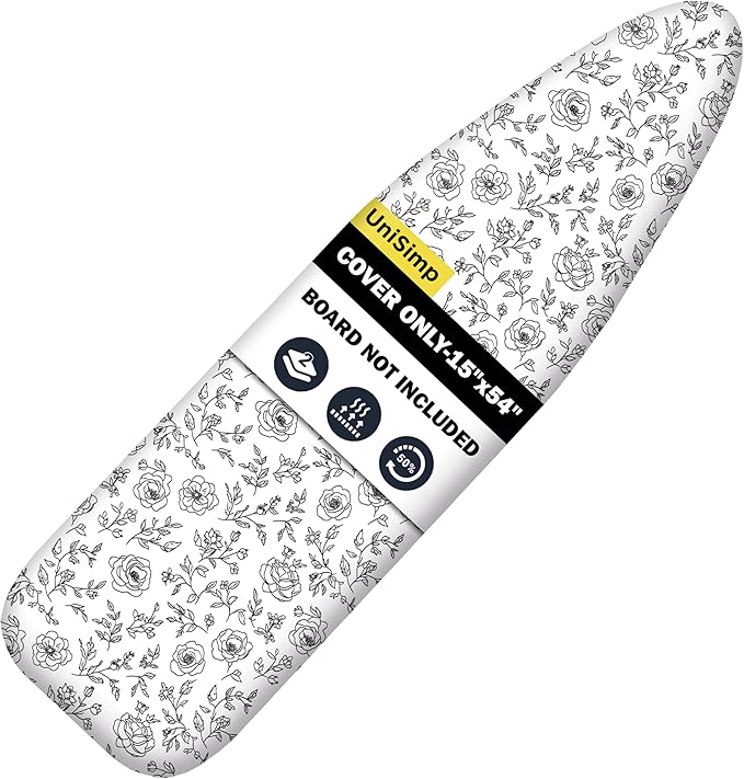 Ironing Board Cover and Pad 15"x54" Extra Thick Natural Cotton, Scorch and by UniSimp