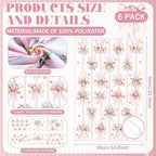 Breling Set of 6 Pink Bow Kitchen Towels Coquette Floral Dish Towel Bathroom - Image 2