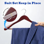 HOUSE DAY Wood Suit Hangers for Men, Wide Shoulder Wooden Hangers - Image 4