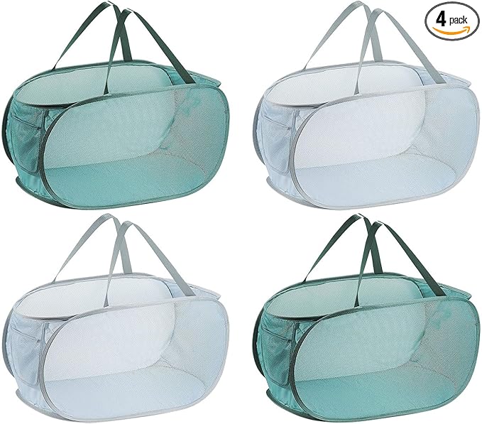4PCS Mesh Laundry Hamper, Collapsible Laundry Baskets, 75L Large Foldable Dirty by Hotipine