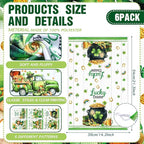 Breling Set of 6 St. Patrick's Day Kitchen Towels Shamrock Green Dish Towel - Image 2