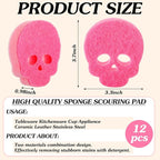 Tioncy 12 Pack Skull Kitchen Sponges Bulk Dual Sided Scrubber Pink Sponges - Image 3
