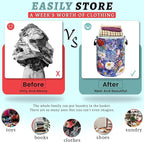 Blue Flowers Laundry Basket Glass Colorful Floral Foldable Funny Laundry Hamper - Image 3