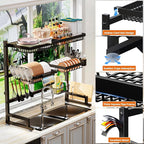 Over The Sink Dish Drying Rack 27-40L x 12W x 32.5-37H Snap-On Design 2 Tier - Image 6