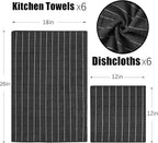 Microfiber Kitchen Towels and Dishcloths Set, 26 X 18 Inch and 12 X 12 Inch - Image 2