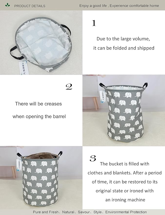 Round waterproof laundry basket, foldable storage basket, laundry Hampers - Image 5