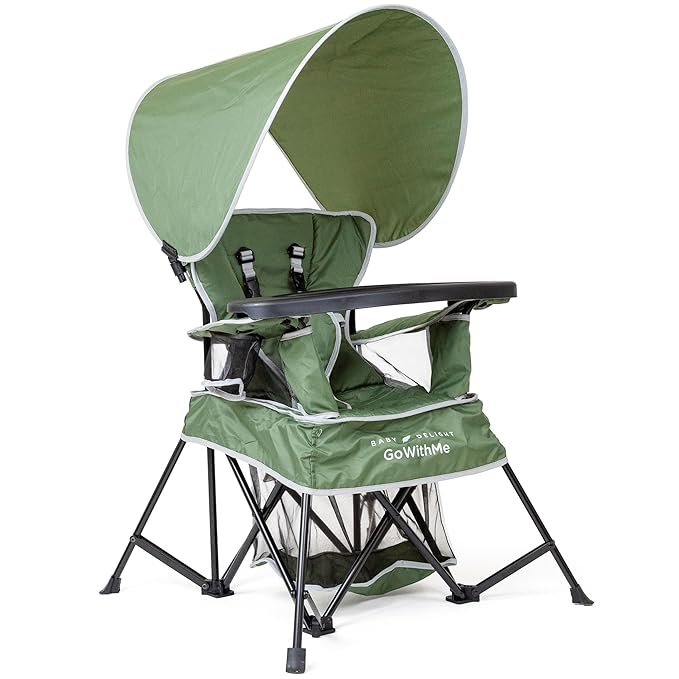 Baby Delight Go with Me Venture Portable Chair | Indoor and Outdoor | Sun Canopy | 3 Child Growth Stages | Moss Bud Green by BabyDelight