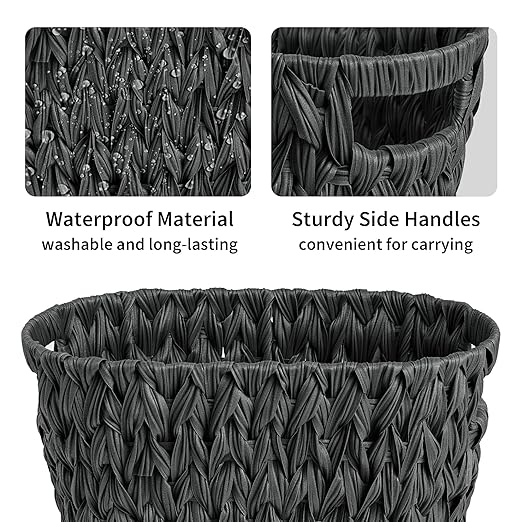 GRANNY SAYS Wicker Waste Basket, Waterproof Bathroom Trash Can, Decorative Boho - Image 5