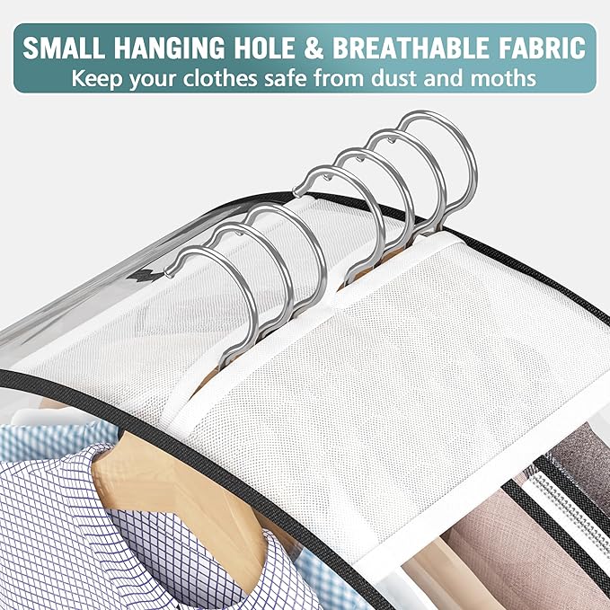 Clear Garment Bag for Hanging Clothes 10” Gusseted, 40&60” Suit Bags for Open - Image 5