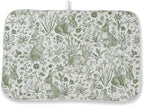 Easter Dish Drying Mat 18 x 24 Inch Sage Green Bunny Floral Drying Mat by Sorktse