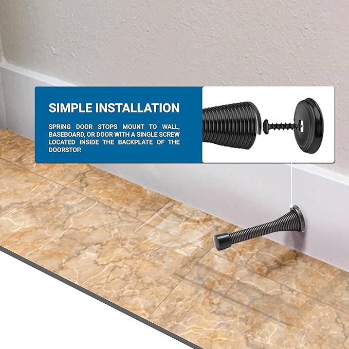 10 Pack Rok Hardware 3" Flexi Spring Heavy Duty Door Stop Oil-Rubbed Bronze - Image 2