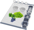 Extra Large Expandable Roll Up Dish Drying Rack Up to 22.8''with 2 Storage - Image 2