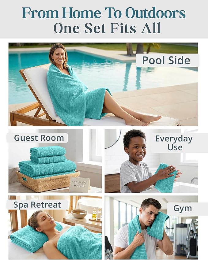 24-Piece Towels for Bathroom – 100% Cotton Towel sets, 2 Bath Sheets, 2 Bath - Image 6