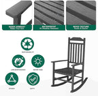 Patio Rocking Chair Outdoor Set of 4,Weather Resistant Poly Resin Oversized Porch Rocker,High Back Smooth Design,350lb Weight Capacity,Indoor Outdoor Use(4, Black) - Image 5