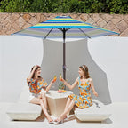JEAREY 7.5FT Patio Umbrella Market Table Umbrella with 6 Sturdy Ribs, Push Button Tilt/Crank Outdoor Umbrella for Garden, Deck, Backyard, Pool and Beach,Bold Blue-Green Stripe - Image 2