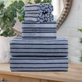 8 Pcs Navy Cabana Stripe Large Bath Towel Set Oversized Bath Sheet 2 Bathroom by Oliven