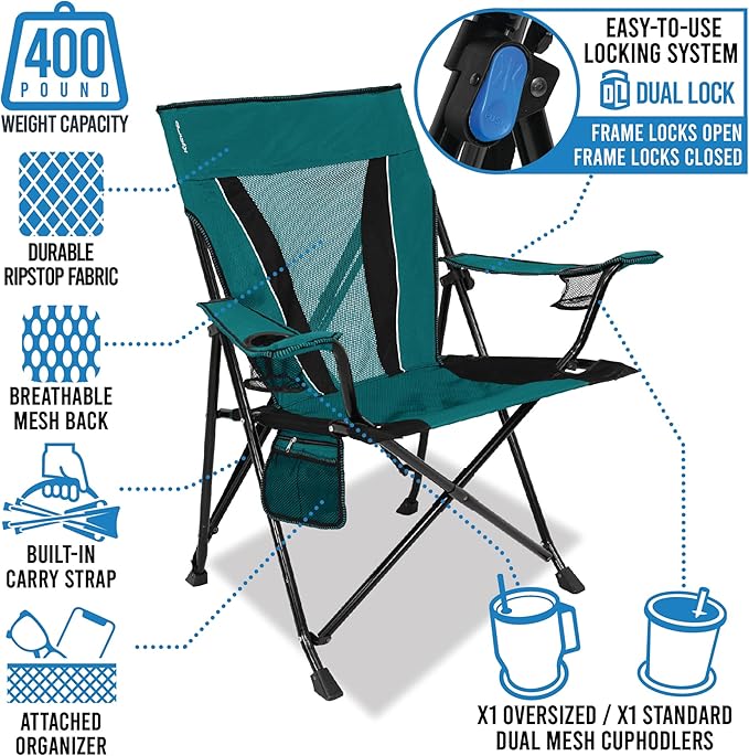 Kijaro XXL Dual Lock Portable Camping Chair - Supports Up to 400lbs - Enjoy The Outdoors in a Versatile Folding Sports & Outdoor Chair - Image 4