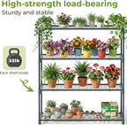 Ohuhu Plant Greenhouse Shelves 4 Tier 2 Pack Extra-Wide Stable Green House Shelving for Outdoor, 35x12x42 Inch Portable Rustproof Metal Shelf Plant Stand Rack Greenhouse Accessories - Image 4