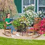 VINGLI Wooden Rocking Chair, Outdoor Chair with 450 lbs Support, Relaxing Rocker with Solid Wood High Back Seat Reclining Seat for Deck, Garden, Backyard, Porch, Indoor or Outdoor Use (Teak, 2PCS) - Image 7